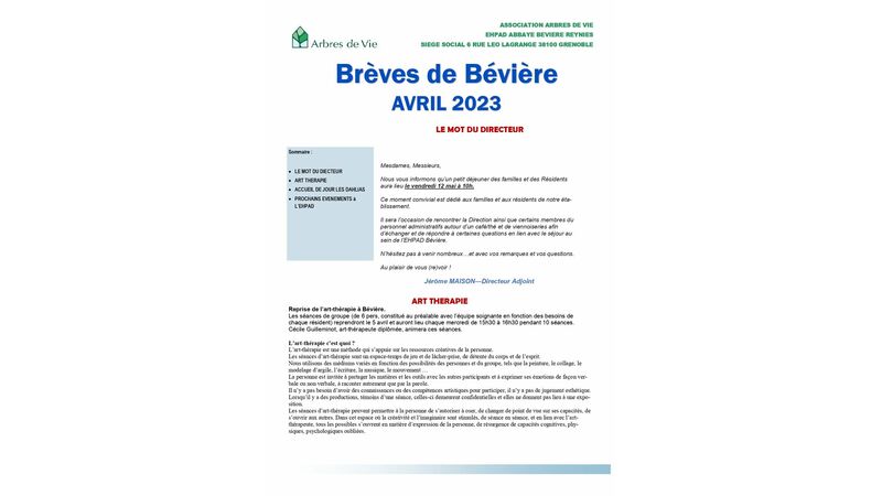 Brèves de Bévière-Avril 2023